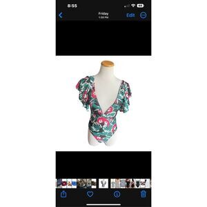 NWT Womens TeLaura Flounce Ruffle Monkini Swimsuit - Sz S